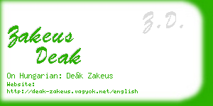 zakeus deak business card